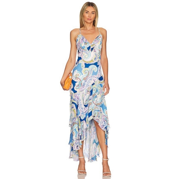 MILLY Edra Summer Paisley Dress in Blue Multi Womens Size 6 - Picture 4 of 6